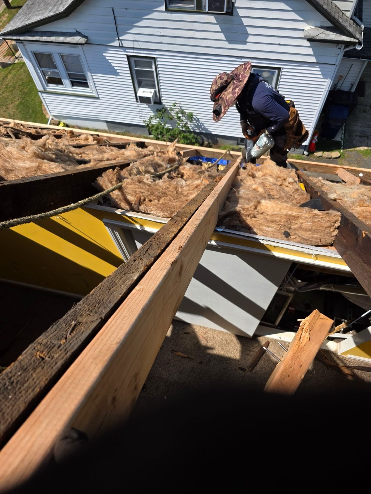 Rebuilding the framing and decking over the garage